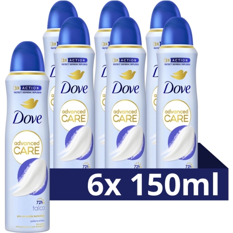 6x Dove Deodorant Spray Advanced Care Talco 150 ml
