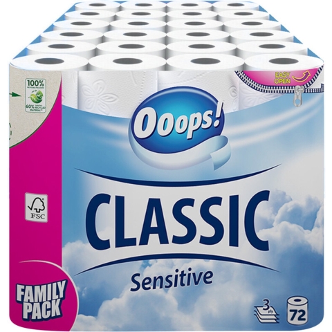 3x Ooops! Toiletpapier Classic Sensitive 3-laags 24 stuks