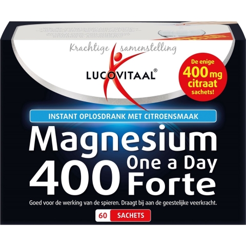 2+2 gratis: Lucovitaal Magnesium 400 Forte One a Day 60 sachets
