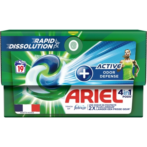 4x Ariel 4in1 Wasmiddel Pods Actieve Geurbestrijding 19 stuks