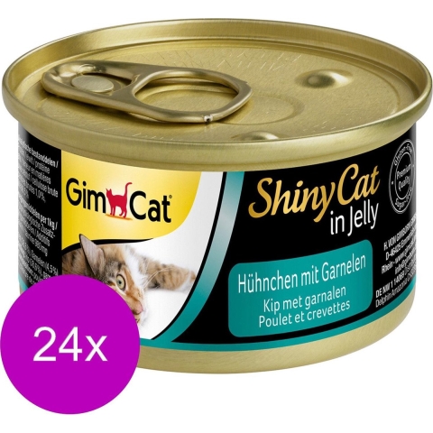 24x GimCat ShinyCat in Jelly Kip&Garnalen 70 gr