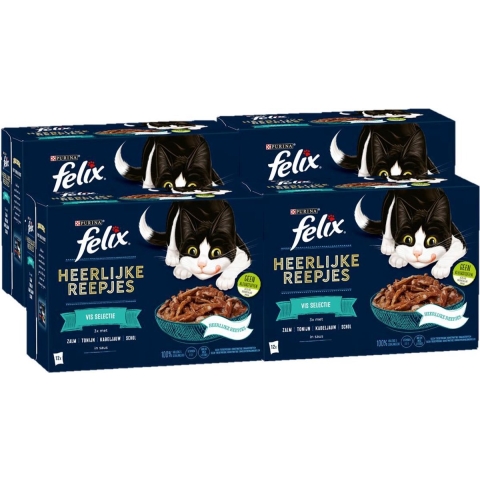 4x Felix Heerlijke Reepjes Selectie Vis 12 x 80 gr