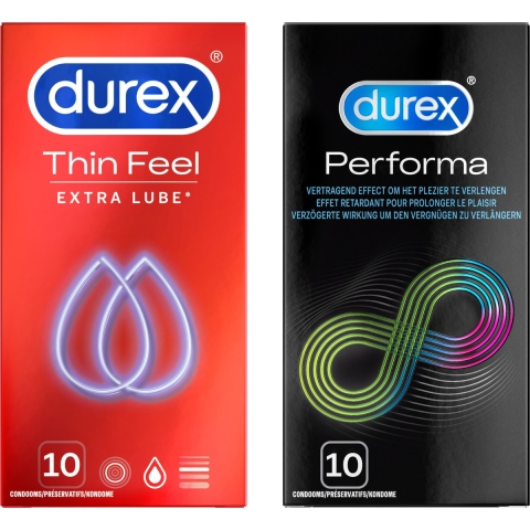 Durex - Thin Feel Extra Lube Condooms 10 stuks&Performa Condooms 10 stuks - Pakket