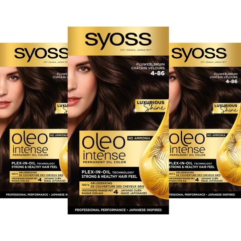 3x Syoss Oleo Intense Haarverf 4-86 Fluweelbruin