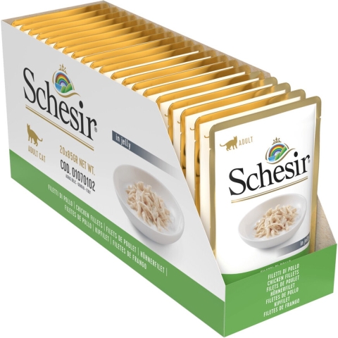 20x Schesir Kattenvoer Kipfilet in Gelei 85 gr