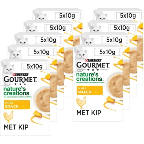 11x Gourmet Nature's Creations Puree Kip Pompoen 5 x 10 gr