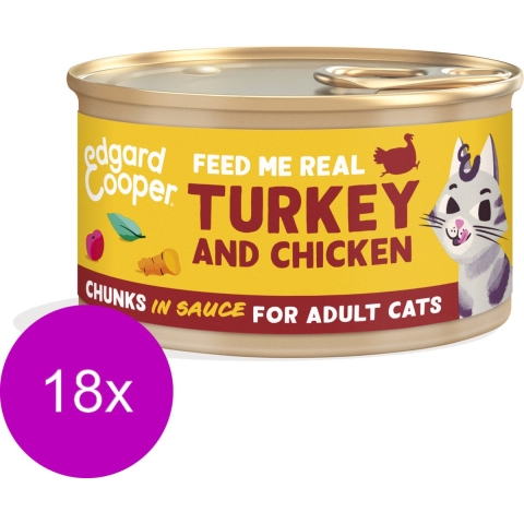 18x Edgard&Cooper Kattenvoer Chunks Kip - Kalkoen 85 gr