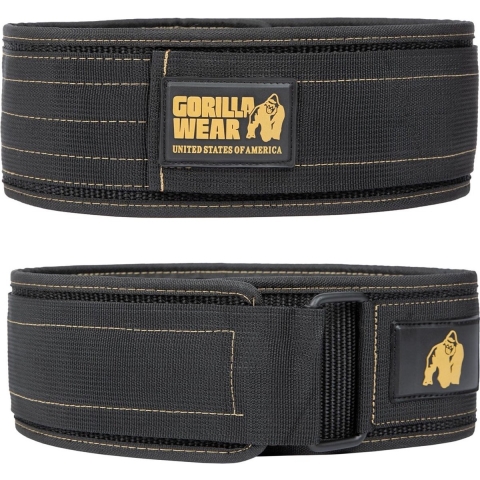 Gorilla Wear 4 Inch Nylon Lifting Belt - Zwart/Goud - M/L