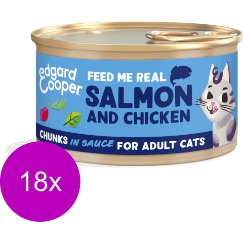 18x Edgard&Cooper Kattenvoer Chunks Zalm - Kip 85 gr
