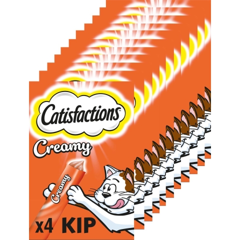 11x Catisfactions Kattensnack Kip Creamy 4 x 10 gr