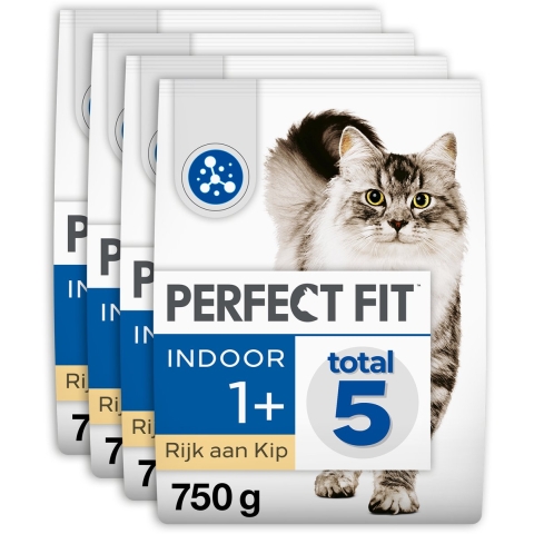 4x Perfect Fit Droogvoer Adult Indoor Kip 750 gr