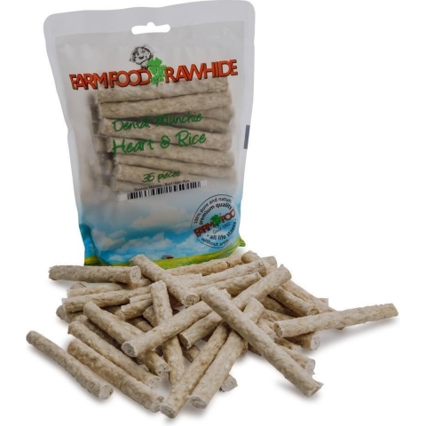 6x Farm Food Rawhide Dental Munchie Hart 35 stuks