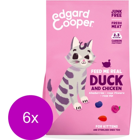 6x Edgard&Cooper Kattenvoer Kitten Eend - Kip 325 gr