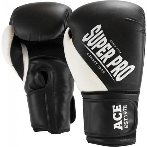 Super Pro Combat Gear Ace (Kick)Bokshandschoenen - Zwart/Wit - 14 oz
