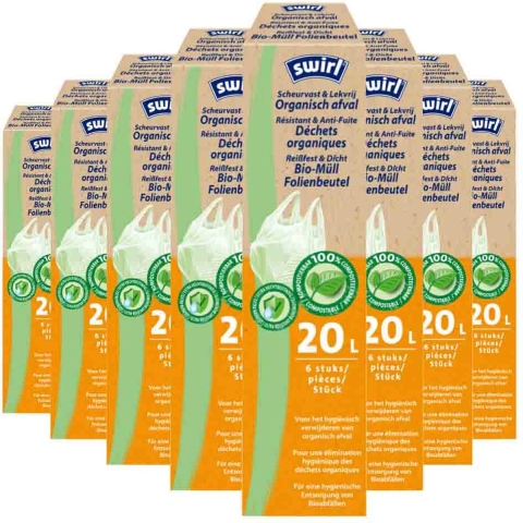 8x Swirl Pedaalemmerzakken Bio 20 liter 6 stuks