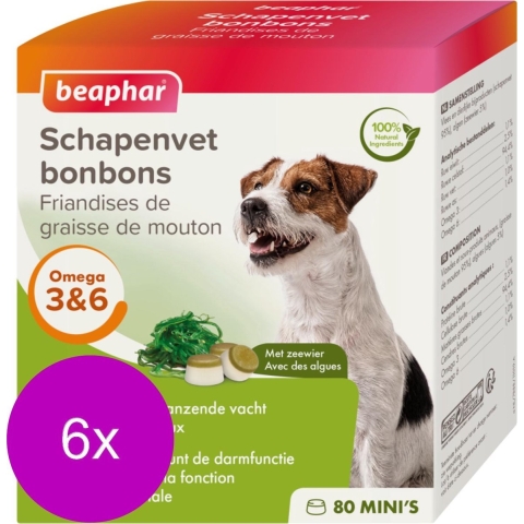 6x Beaphar Schapenvet Bonbons Mini Zeewier 245 gr