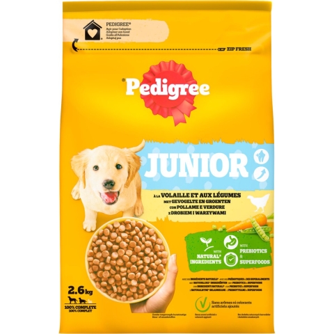 3x Pedigree Hondenvoer Hondenbrokken Junior Kip 2,6 kg