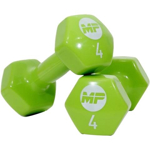 Muscle Power Vinyl Dumbbells - 2 x 4 kg - Lichtgroen