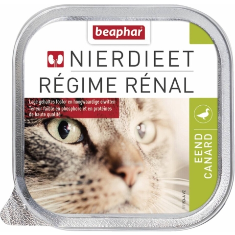 16x Beaphar Nierdieet Kattenvoer Nat Eend 100 gr
