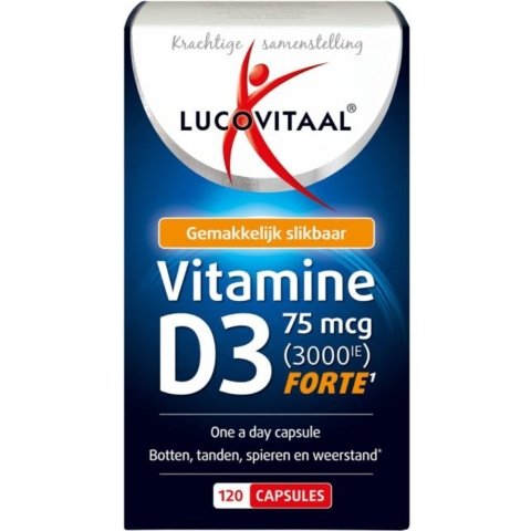 Gratis Verzending: 3x Lucovitaal Vitamine D3 D3 75mcg (3000IE) Forte 120 capsules