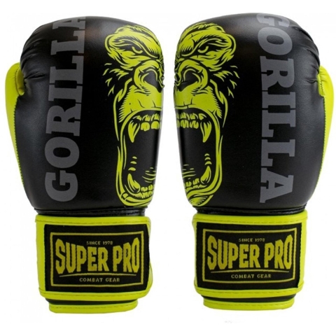 Super Pro Kids Bokshandschoenen - Gorilla - Zwart/Geel - 6 oz
