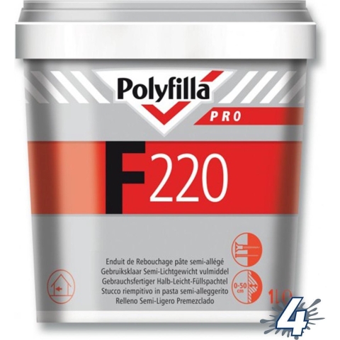 Polyfilla Pro F220 - Lichtgewicht Vulmiddel - Wit - 1L