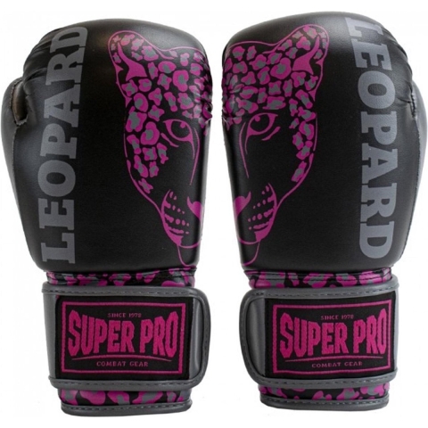 Super Pro Leopard Kids Bokshandschoenen - Zwart/Roze - 8 oz