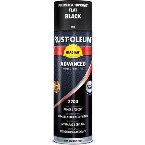 Rust-Oleum Hard Hat Advanced Spuitbus Mat - RAL 9005 Gitzwart - 0,5L