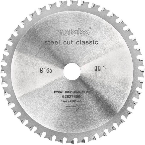 Metabo 628273000 Cirkelzaagblad - 165 X 20 X 40T - Metaal