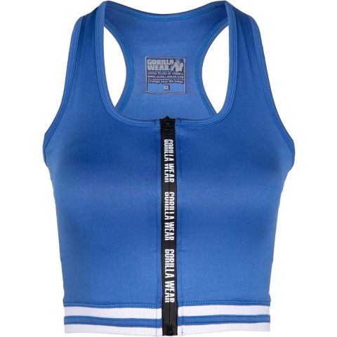 Gorilla Wear Mesa Zip Front Crop Top - Sportbeha - Blauw - XS