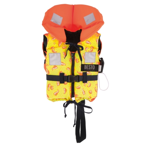 Besto Racingbelt 100N reddingsvest geel met pinguïn, baby (5-15 kg)