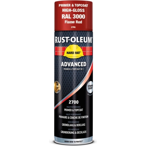 Rust-Oleum Hard Hat Advanced Spuitbus Hoogglans - RAL 3000 Rood - 0,5L