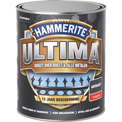 Hammerite Ultima Hoogglans - Antraciet - 0,75L