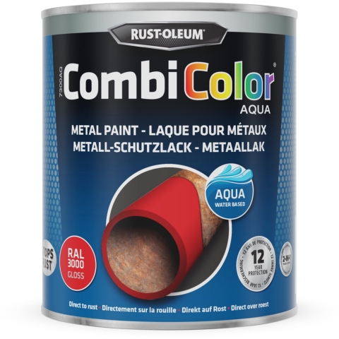 Rust-Oleum Combicolor Aqua Hoogglans - Ral 3000 Helderrood - 0,75L