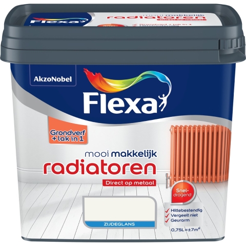 Flexa Mooi Makkelijk Radiatoren Zijdeglans - Wit - 0,75L
