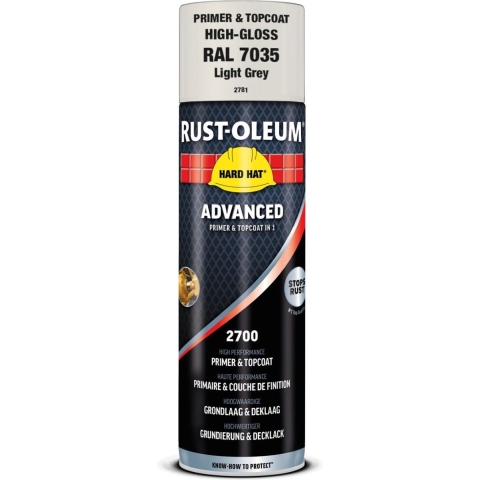 Rust-Oleum Hard Hat Advanced Spuitbus Hoogglans - RAL 7035 Lichtgrijs - 0,5L