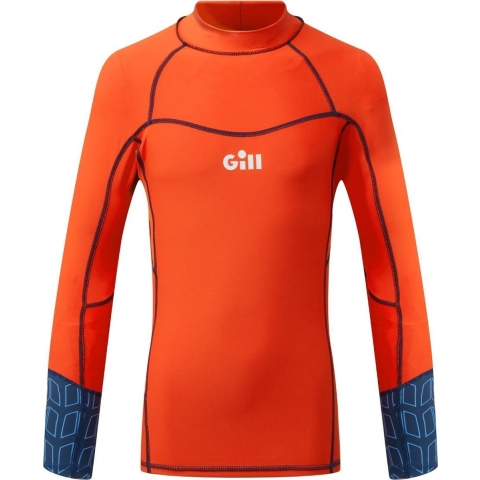 Gill Pro Rash Vest LS UV+ shirt lange mouwen oranje junior, JS (9-10 jaar)