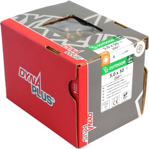 DynaPlus 0283.08.42201 Vlonderschroef - 60 Graden Platkop - Deeldraad - Outdoor - TX20 - 5.0 X 70/35mm (200st)