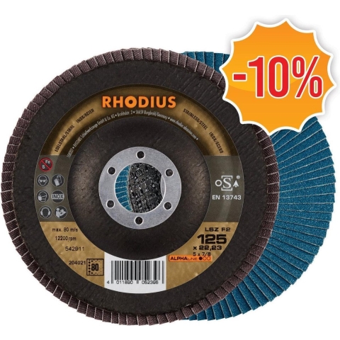 Rhodius 204021 ALPHAline I LSZ F2 Lamellenslijpschijf - K80 - 125 X 22,23mm - Ferro (10st)