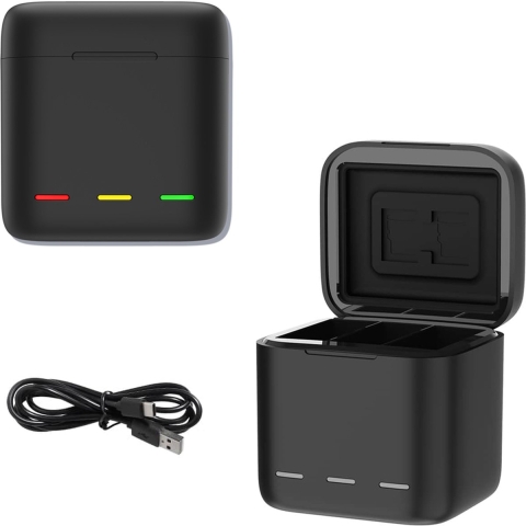 Telesin Oplaadbox voor 3 batterijen – voor GoPro 9 & GoPro 10