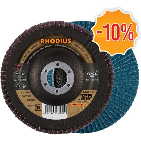 Rhodius 204018 ALPHAline I LSZ F2 Lamellenslijpschijf - K60 - 125 X 22,23mm - Ferro (10st)