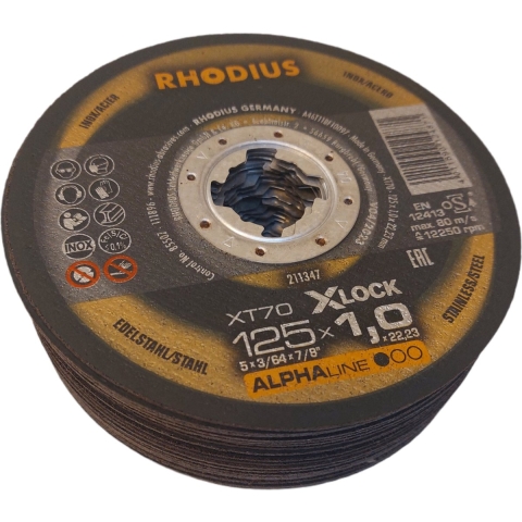 Rhodius 211347 ALPHAline I XT70 Doorslijpschijf - X-LOCK - 125 X 1,0 X 22,23 (25st)