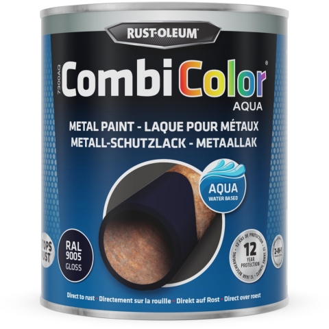 Rust-Oleum Combicolor Aqua Hoogglans - Ral 9005 Zwart Zijdeglans - 0,75L