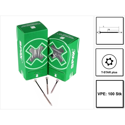 SPAX 251010601205 Hi-Force Schroef, Discuskop, 6 X 120, Deeldraad, T-STAR Plus TX30 - WIROX - 100 Stuks