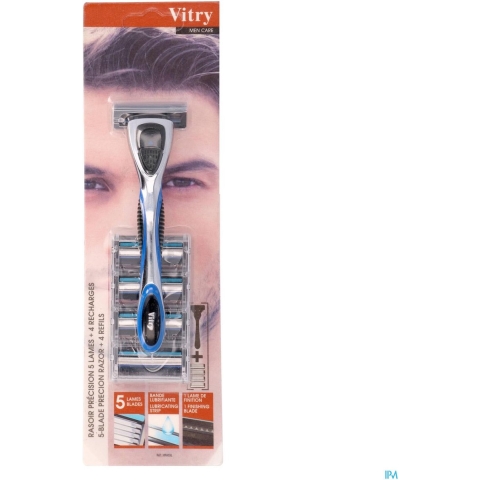 Vitry High 5-Blade Precision Razor + Refils | 1 + 4 stuks