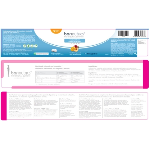 BariNutrics Calciumcitraat Perzik-Mango | 90 kauwtabletten