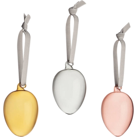 Iittala Glazen Ei Ornamenten Geel/zilver/rose
