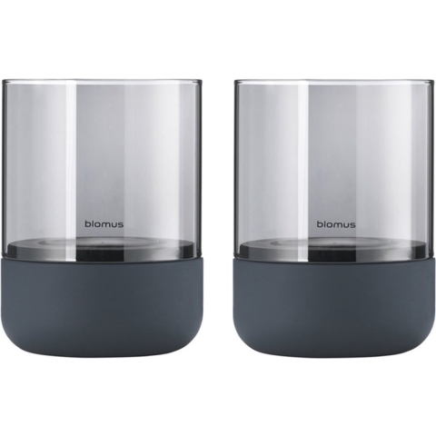 Blomus Calma Waxinelichthouder Set Van 2 Extra Small Donkergrijs