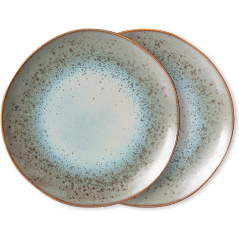HKliving 70's Ceramic DinerbordØ29 Set Van 2 Mineral