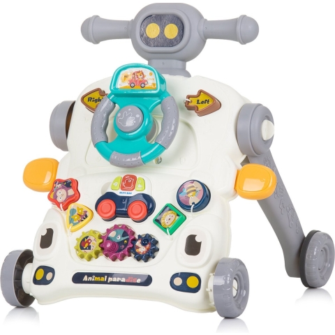 Chipolino Car 3 in 1 Loopwagen met Speelgoedauto & Muziek Grijs